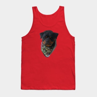 Rottweiler Wearing A Turkiye Dog Bandana Tank Top